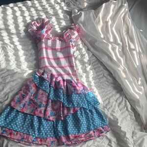 Pink and Blue High Low Dress